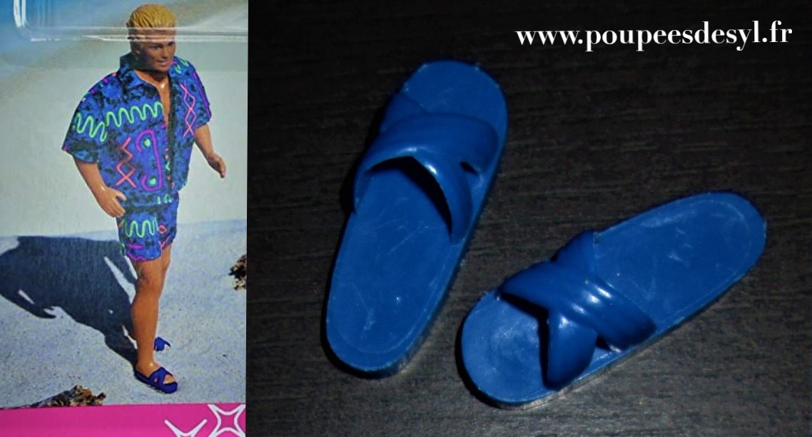 KEN sandales de plage bleues shoes – GLITTER BEACH – #3730 – 1992