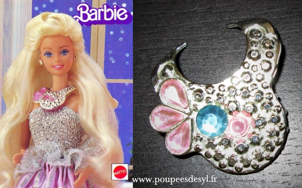 BARBIE – collier argent diamant necklace silver – JEWELS SECRET – 1986