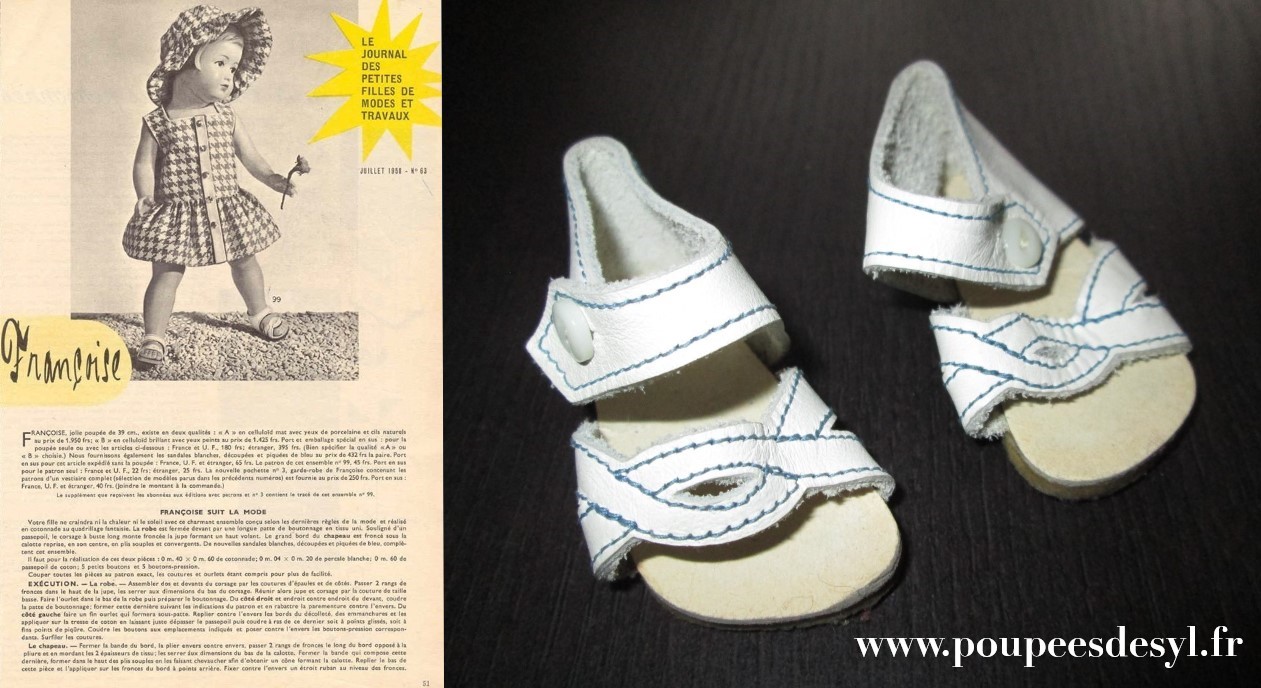 FRANCOISE – sandales cuir semelles crêpe – MODES & TRAVAUX – Juillet 1958