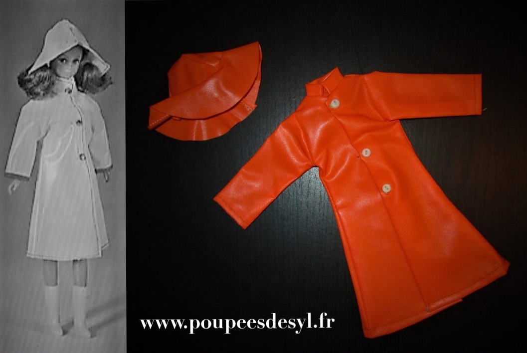 BARBIE FRANCIE clones – imperméable ciré orange raincoat – 60’s – 70’s