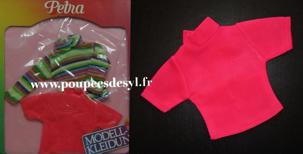 PETRA PLASTY – polo tee shirt rose pink – set #5729 – années 70