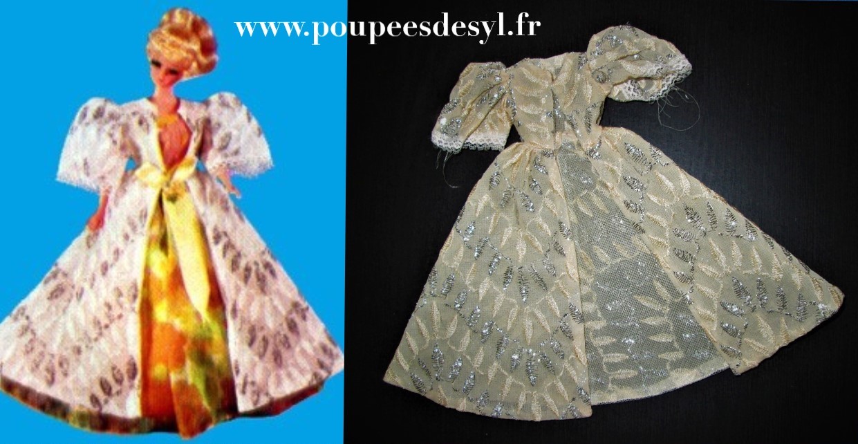 PETRA PLASTY – manteau sur robe brocart or et argent – #5801 – 1973