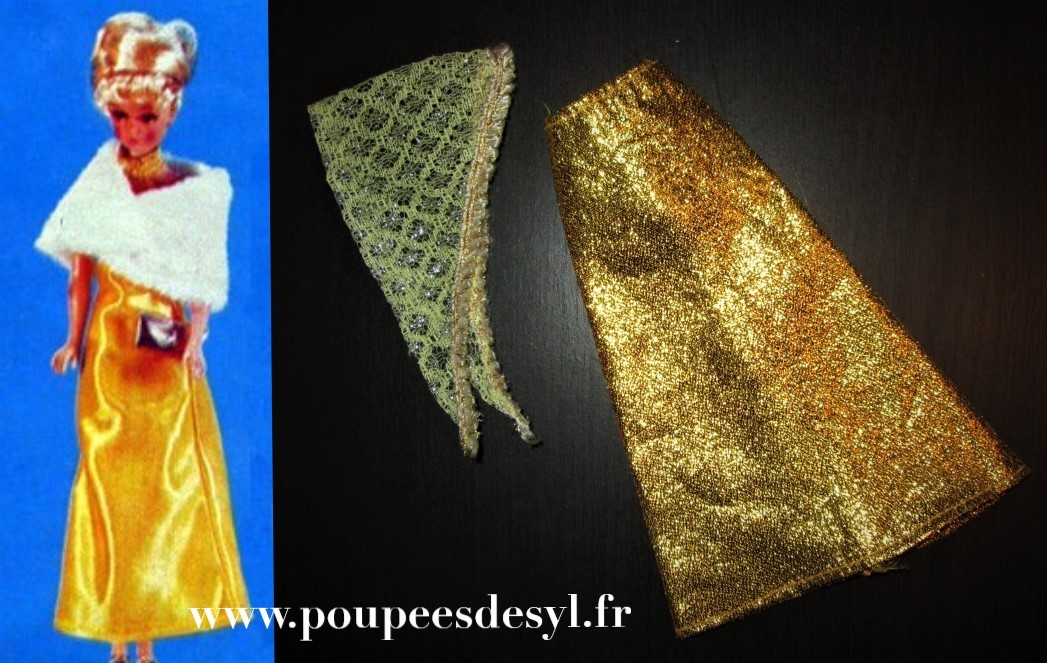 CLONES – jupe longue et châle or golden skirt glitter