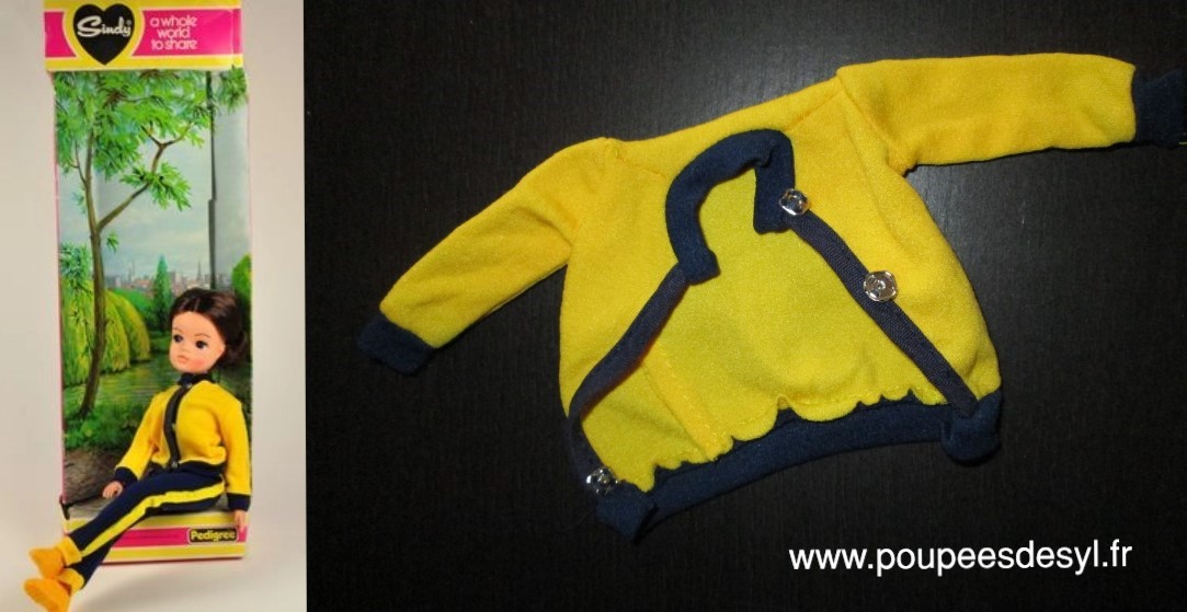 SINDY PEDIGREE – veste jaune et bleue sport – KEEP FIT – #44687 – 1979