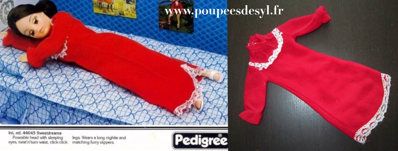 SINDY PEDIGREE – chemise de nuit rouge red night dress – #44645