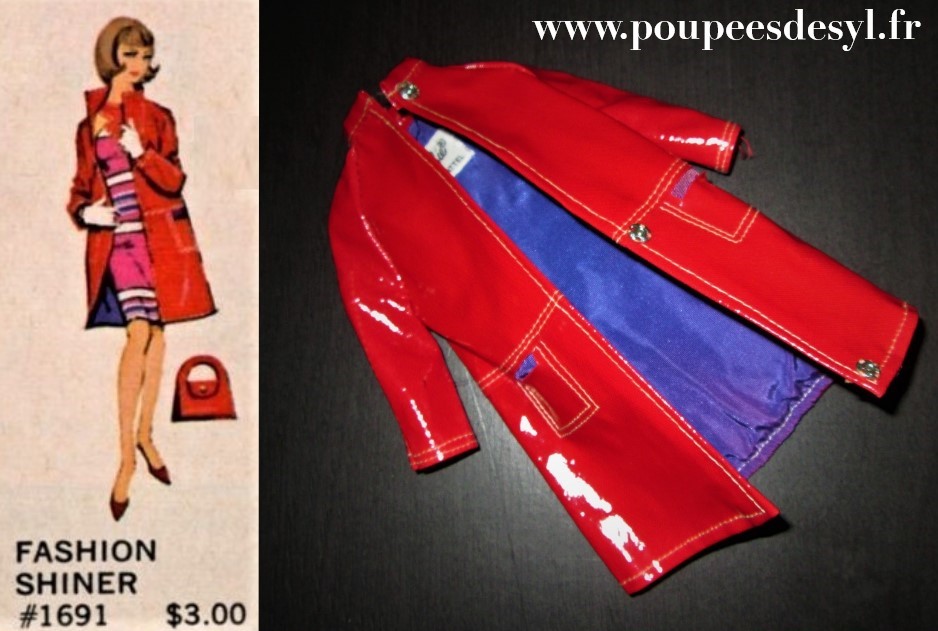 BARBIE – ciré rouge red vinyl raincoat – FASHION SHINNER – #1691 – 1967