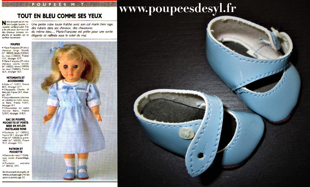 MARIE FRANCOISE – paire de chaussures bleues – MODES & TRAVAUX – mai 1986