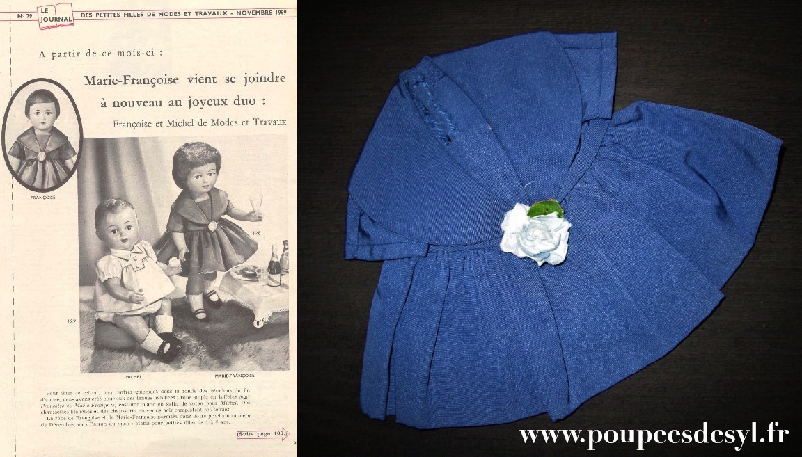 FRANCOISE – robe bleue petites filles – MODES & TRAVAUX – Novembre 1959