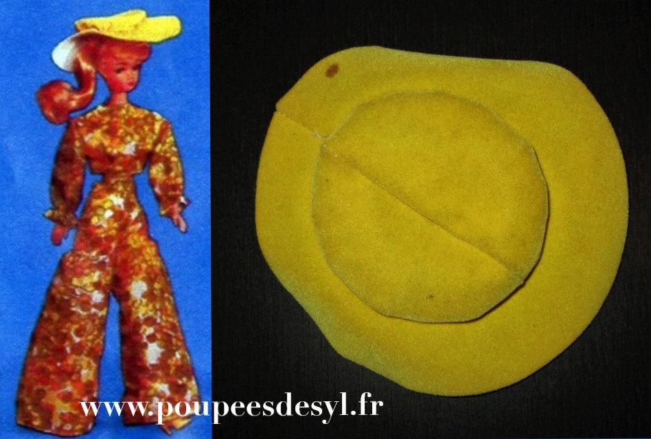 PETRA PLASTY – chapeau daim jaune yellow suede hat – #42 – 1970