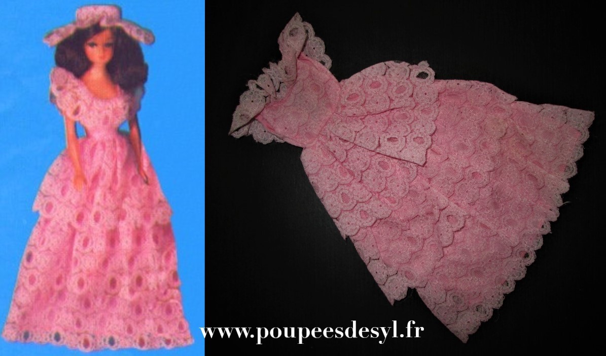 PETRA PLASTY – robe longue bal rose dentelle pink dress – #5808 – 1976