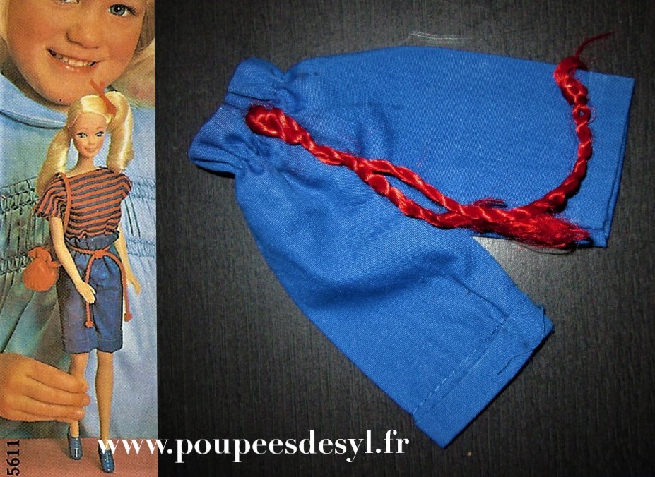 BARBIE – pantacourt bermuda bleu blue shorts – MY FIRST – #5611 – 1982