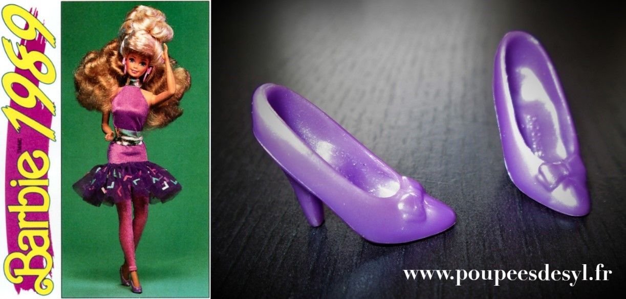 BARBIE – chaussures noeuds violettes purple shoes – STYLE MAGIC FASHIONS – 1989