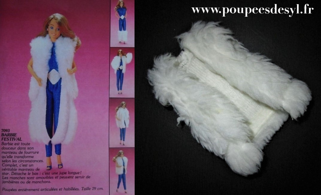 BARBIE veste blanche fourrure white jacket – FABULOUS FUR – #7093 – 1983