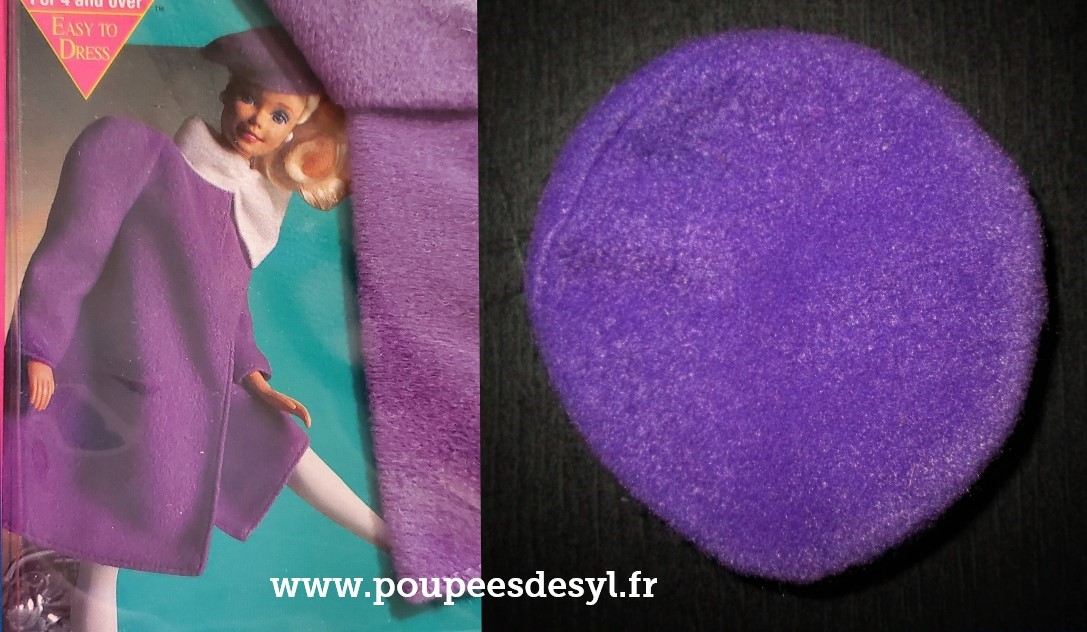 BARBIE – béret violet purple beret hat – MY FIRST – #3422 – 1992