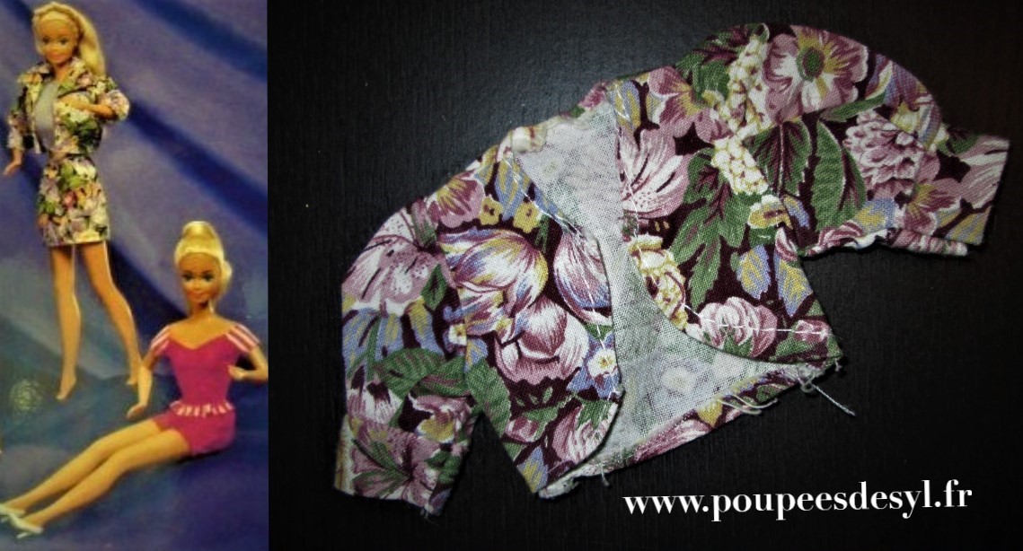 BARBIE – veste manches courtes fleurie floral – partie d’un pack de 1992
