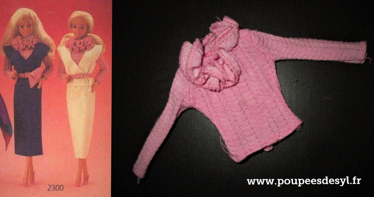 BARBIE – pull rose pink sweat tricot – TWICE AS NICE – #2300 – 1985