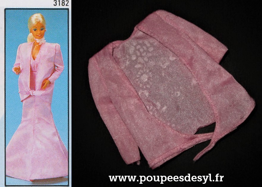 BARBIE – veste rose pink lingerie nigth jacket – FANCY FRILLS – #3182 – 1986