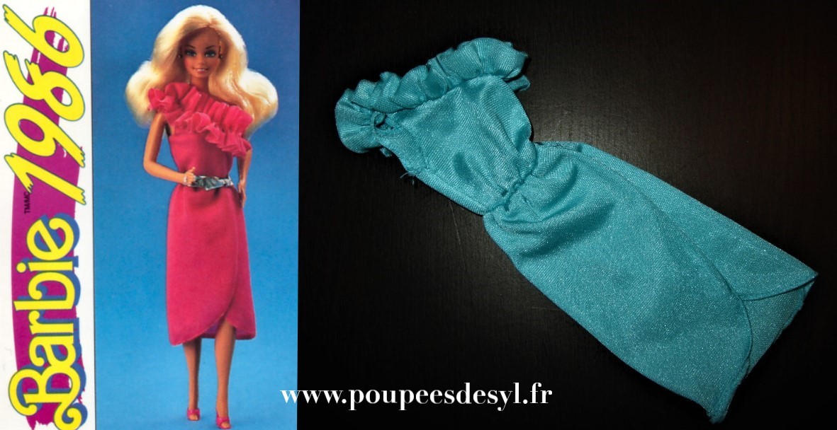 BARBIE – robe bleu turquoise dress – VARIANTE FASHION FUN – #2086 – 1984