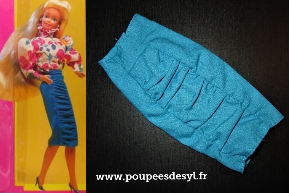 BARBIE – jupe longue bleu turquoise blue skirt – WEEK END – #1529 – 1988