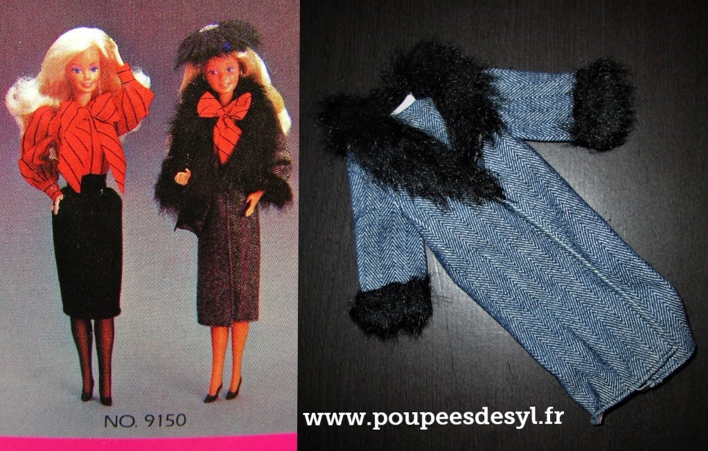 BARBIE – manteau avec fourrure coat fur – HAUTE COUTURE – #9150 – 1984