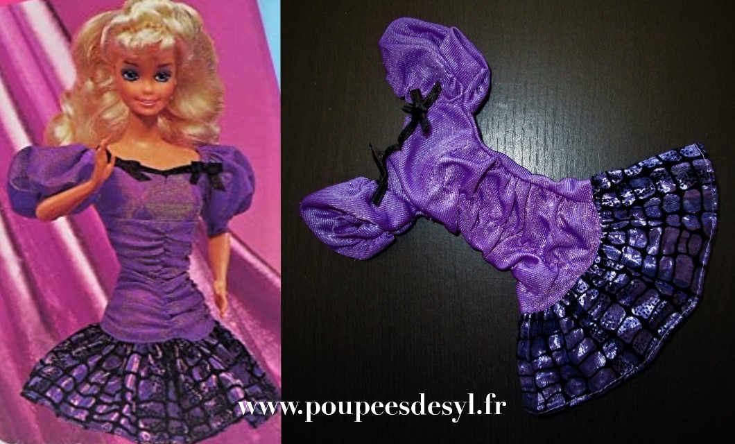 BARBIE – Robe violette purple dress – CITY LIGHTS Easy to Dress Fashion – #664 – 1992