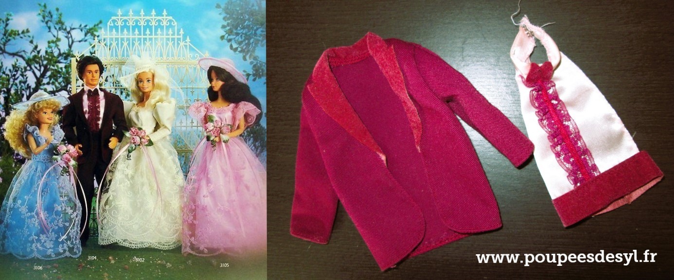 KEN – veste prune purple jacket et plastron – ROMANTIC WEDDING – #3104 – 1986