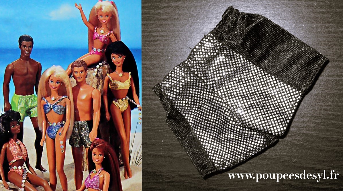 KEN – maillot de bains short paillette glitter swimsuit – SPARKLE BEACH – 1995