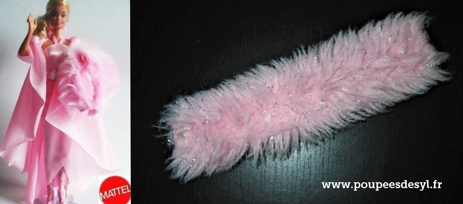 BARBIE – Etole écharpe de fourrure rose fur – PINK JUBILEE – #4589 – 1987