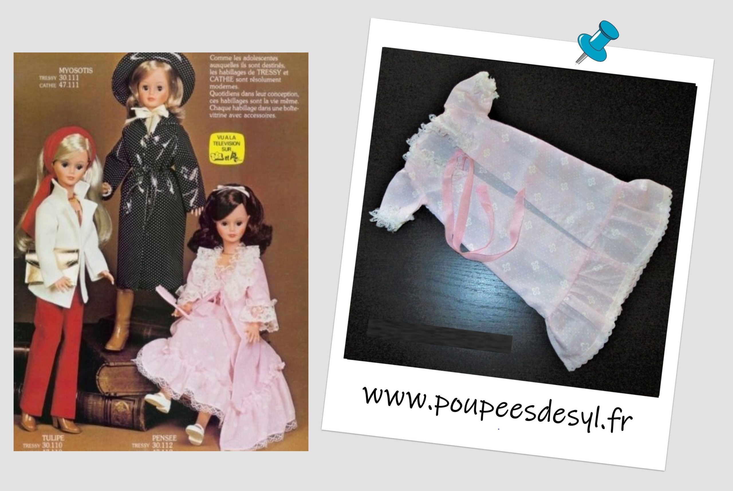 TRESSY de BELLA – robe de chambre déshabillé rose – tenue PENSEE – 1981