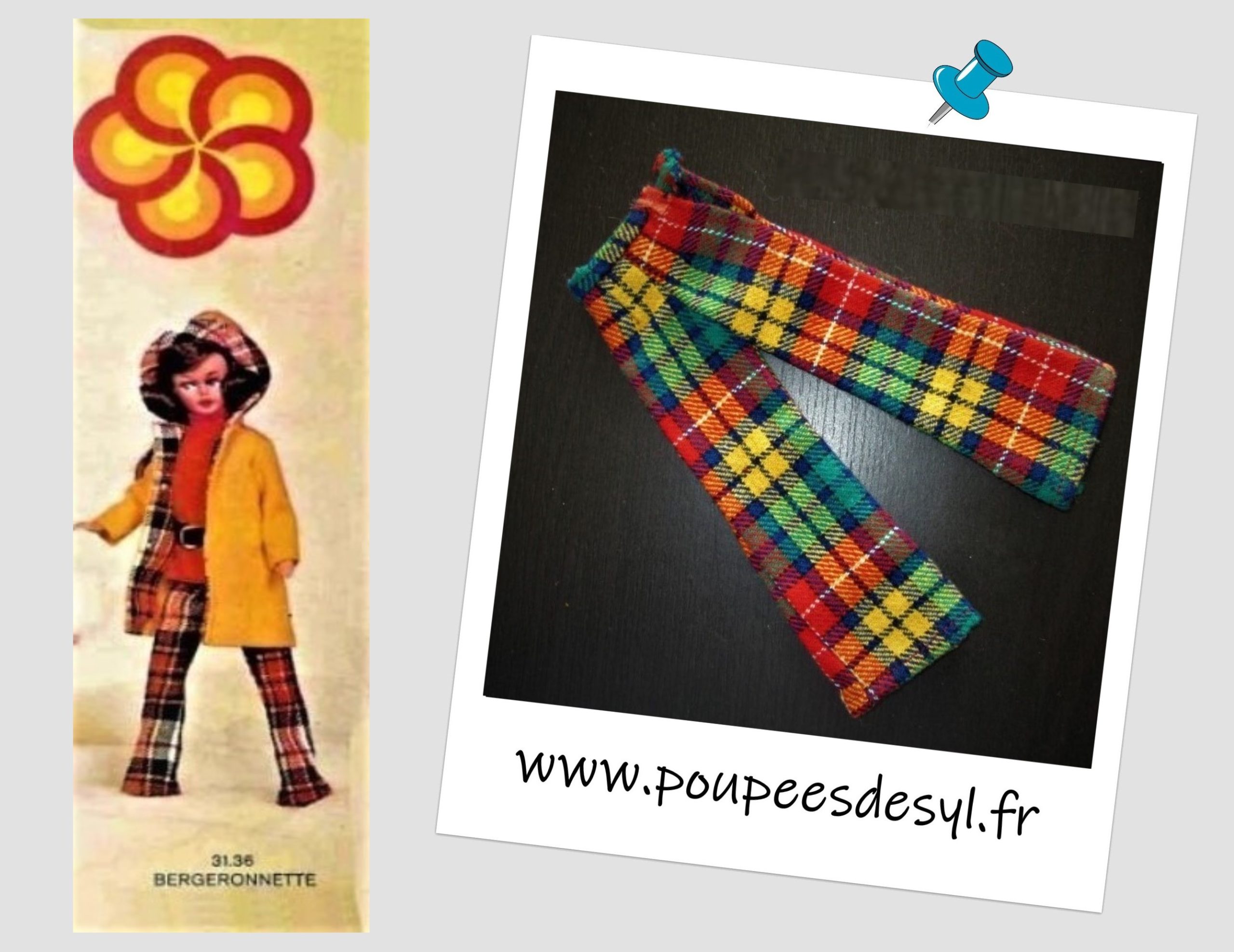 TRESSY de BELLA – pantalon tartan écossais pant – BERGERONETTE – 1973