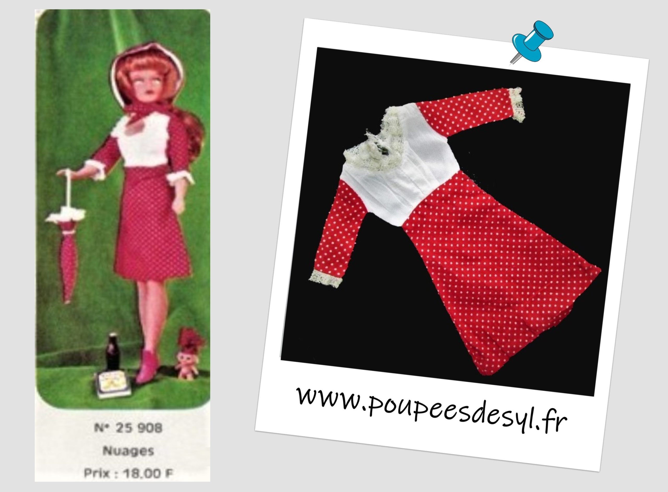 TRESSY BELLA – robe rouge à pois polka red dress – tenue NUAGES – 1967