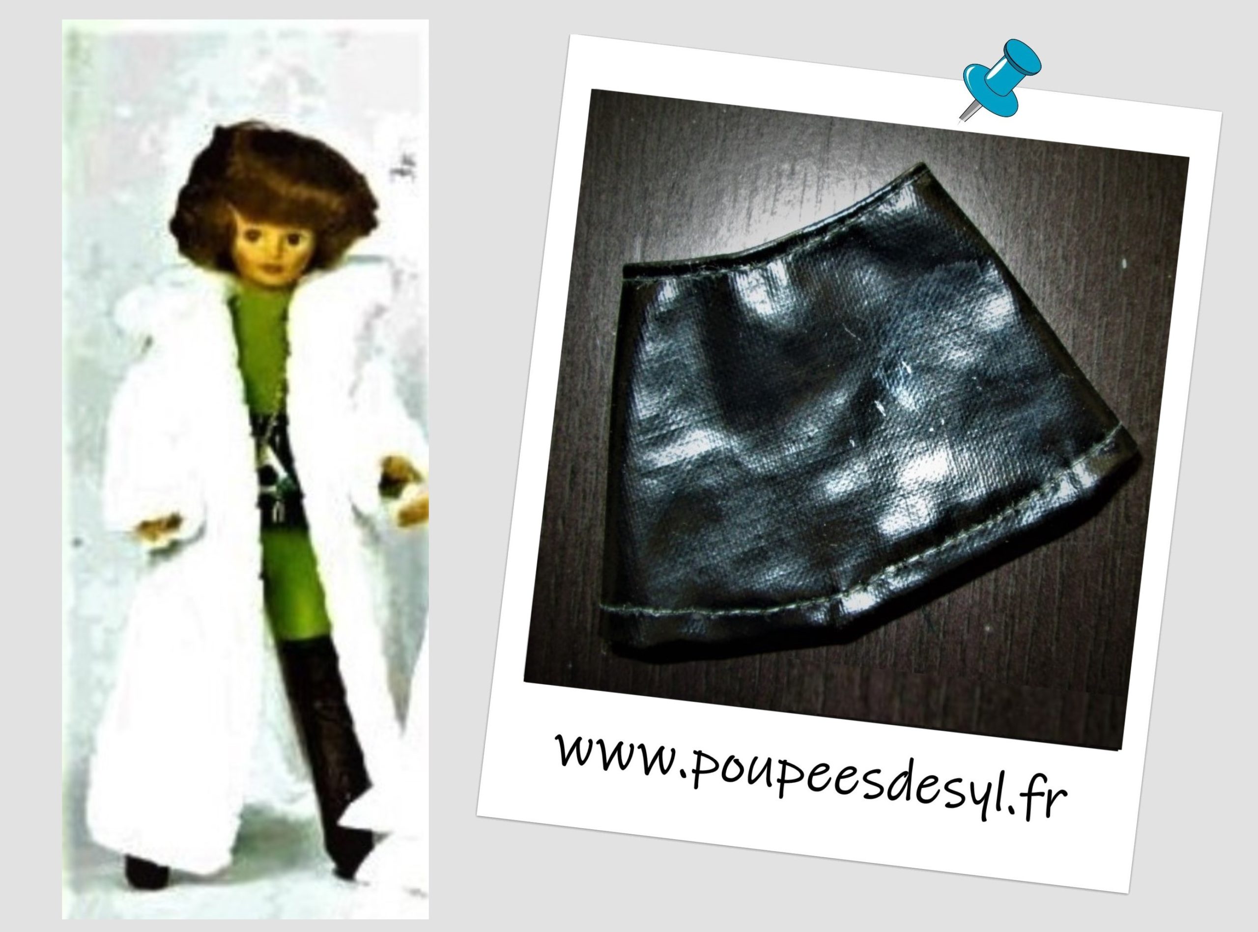 TRESSY de BELLA – mini jupe en skaï noire skirt – CATHERINE – 1972