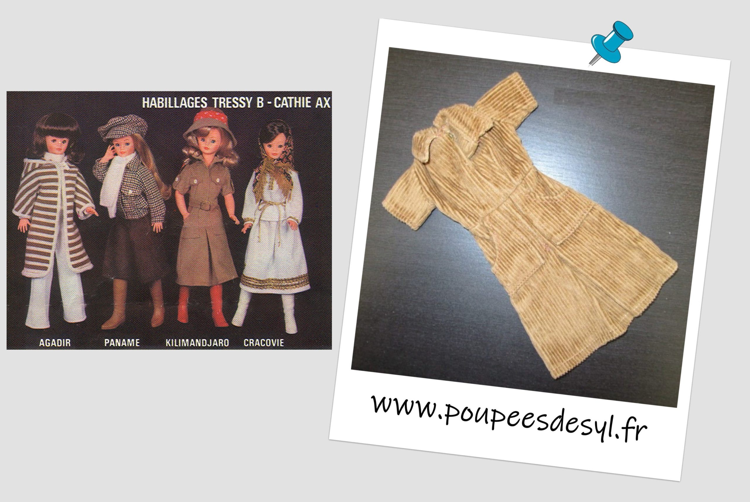 TRESSY de BELLA – Robe velours marron brown dress – KILIMANDJARO – 1978