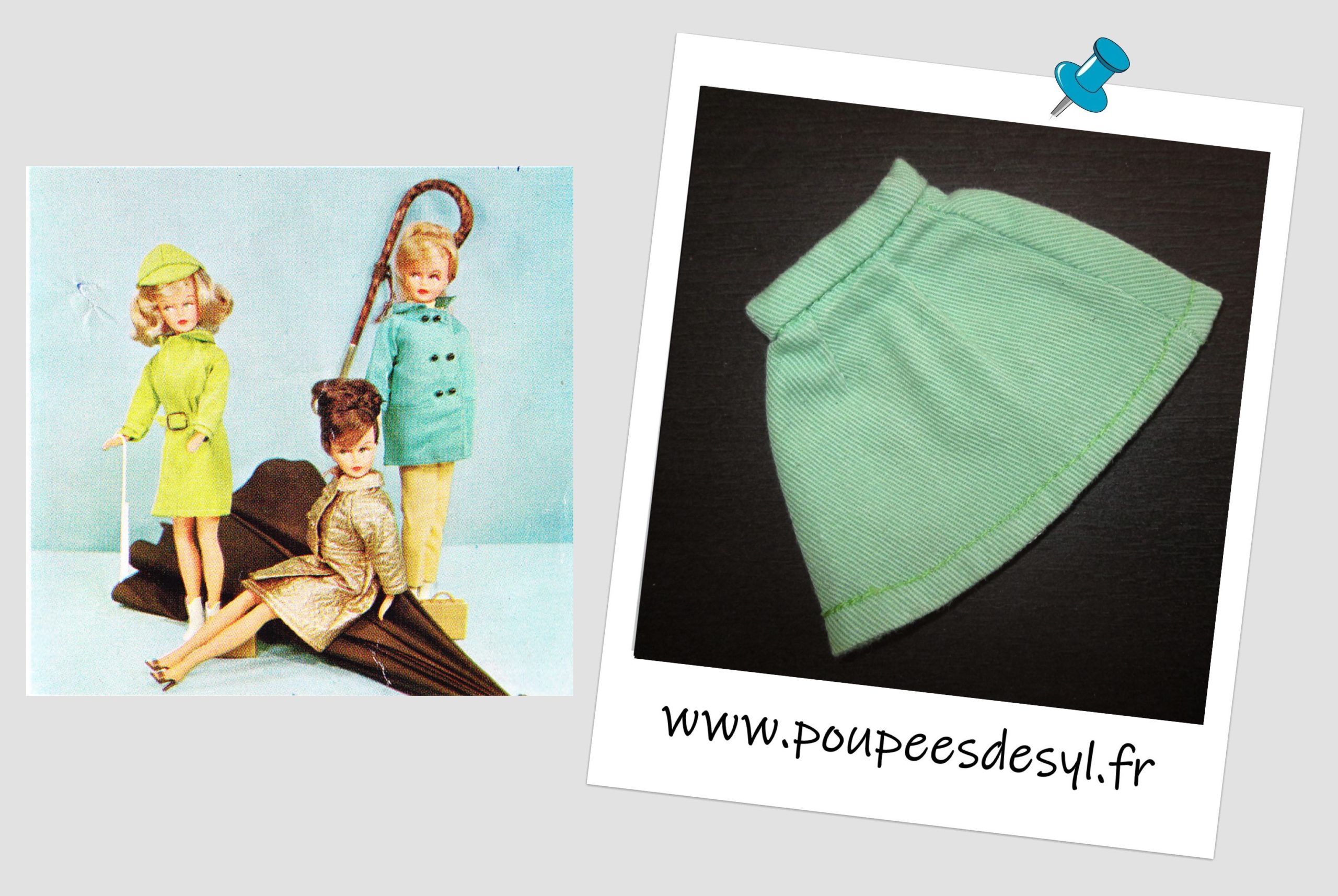 TRESSY de BELLA – Mini jupe verte – VENTOSE – 1968