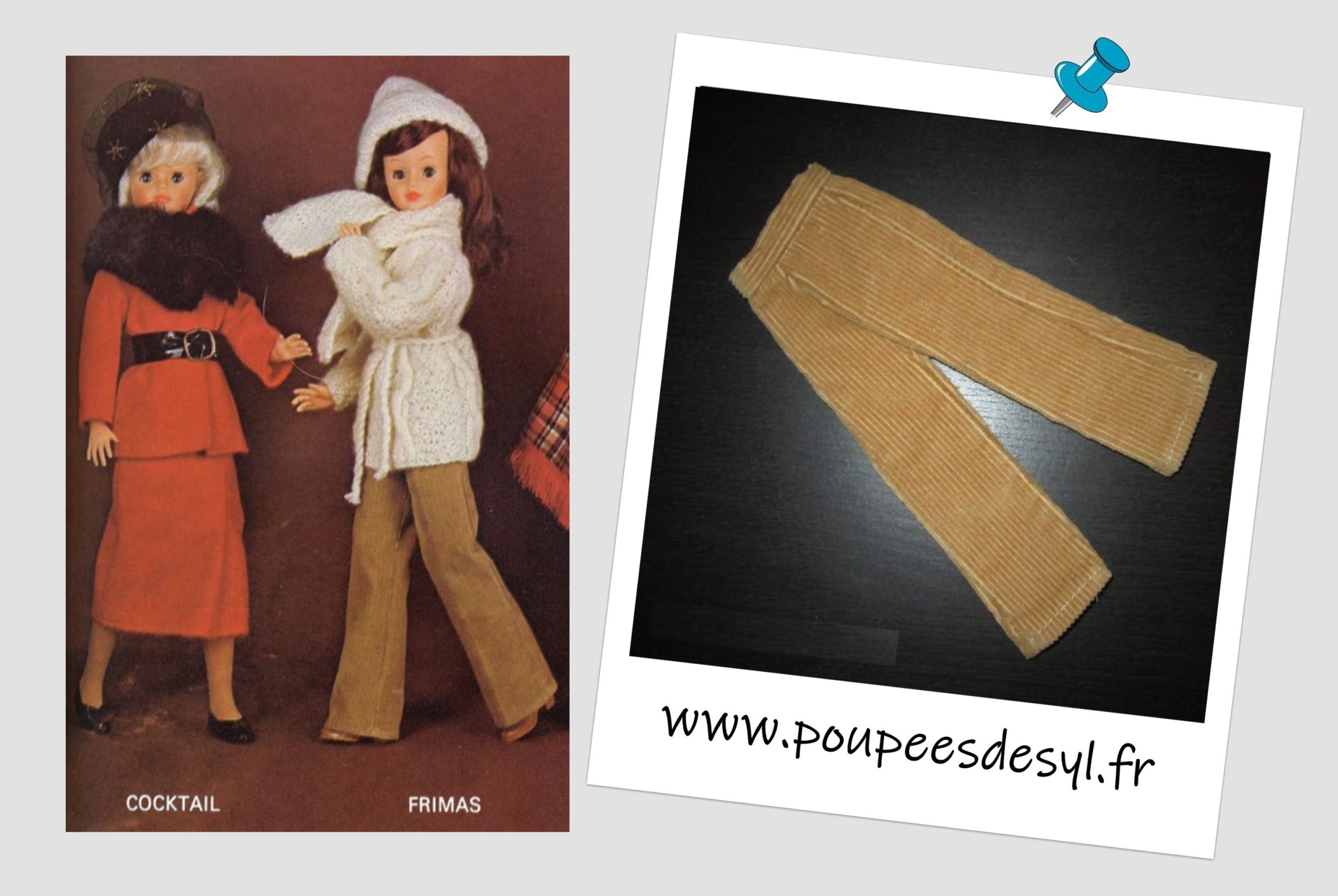 TRESSY de BELLA – Pantalon de velours marron clair – FRIMAS – 1979