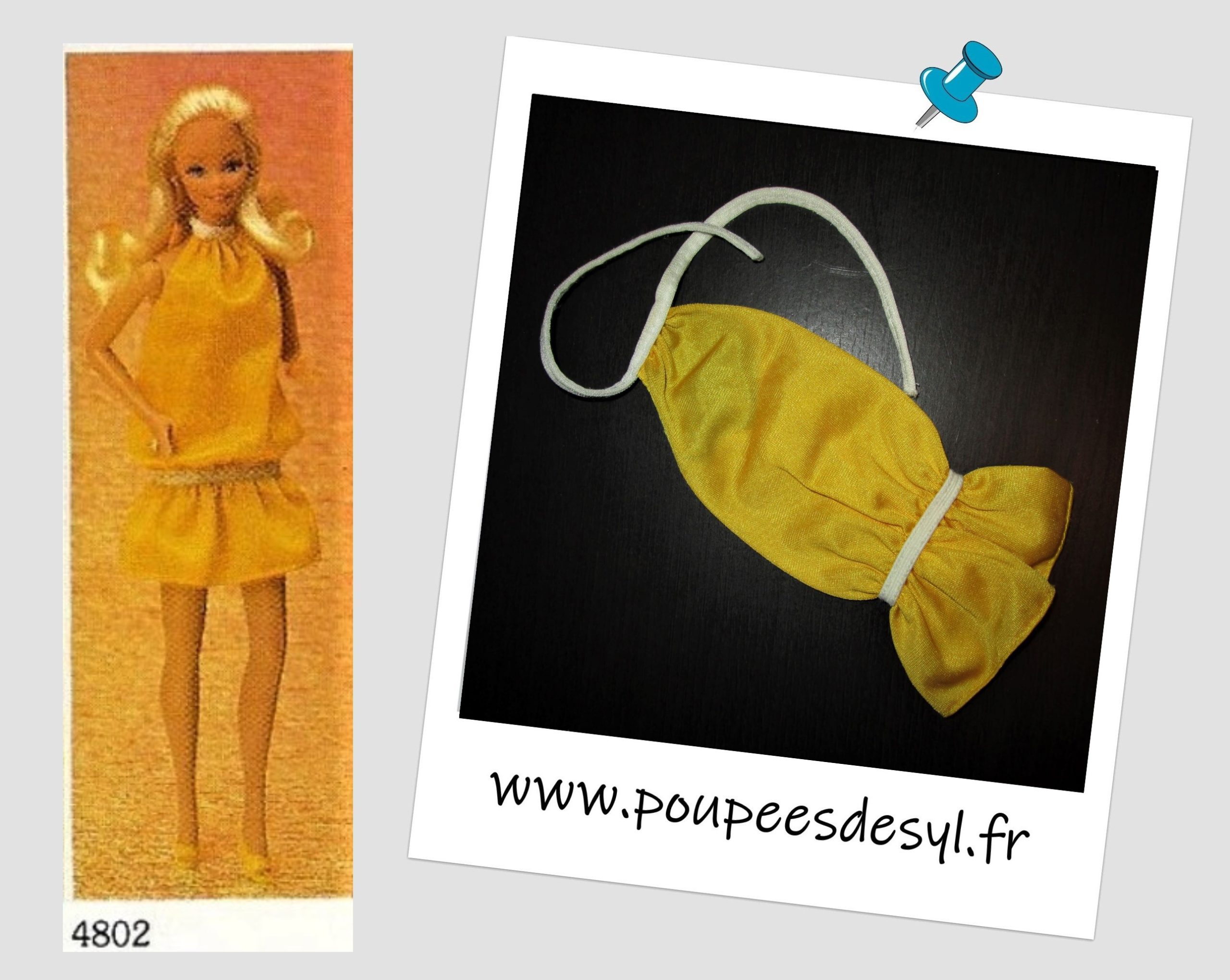 BARBIE – robe jaune – FASHION FUN – #4802 – 1983