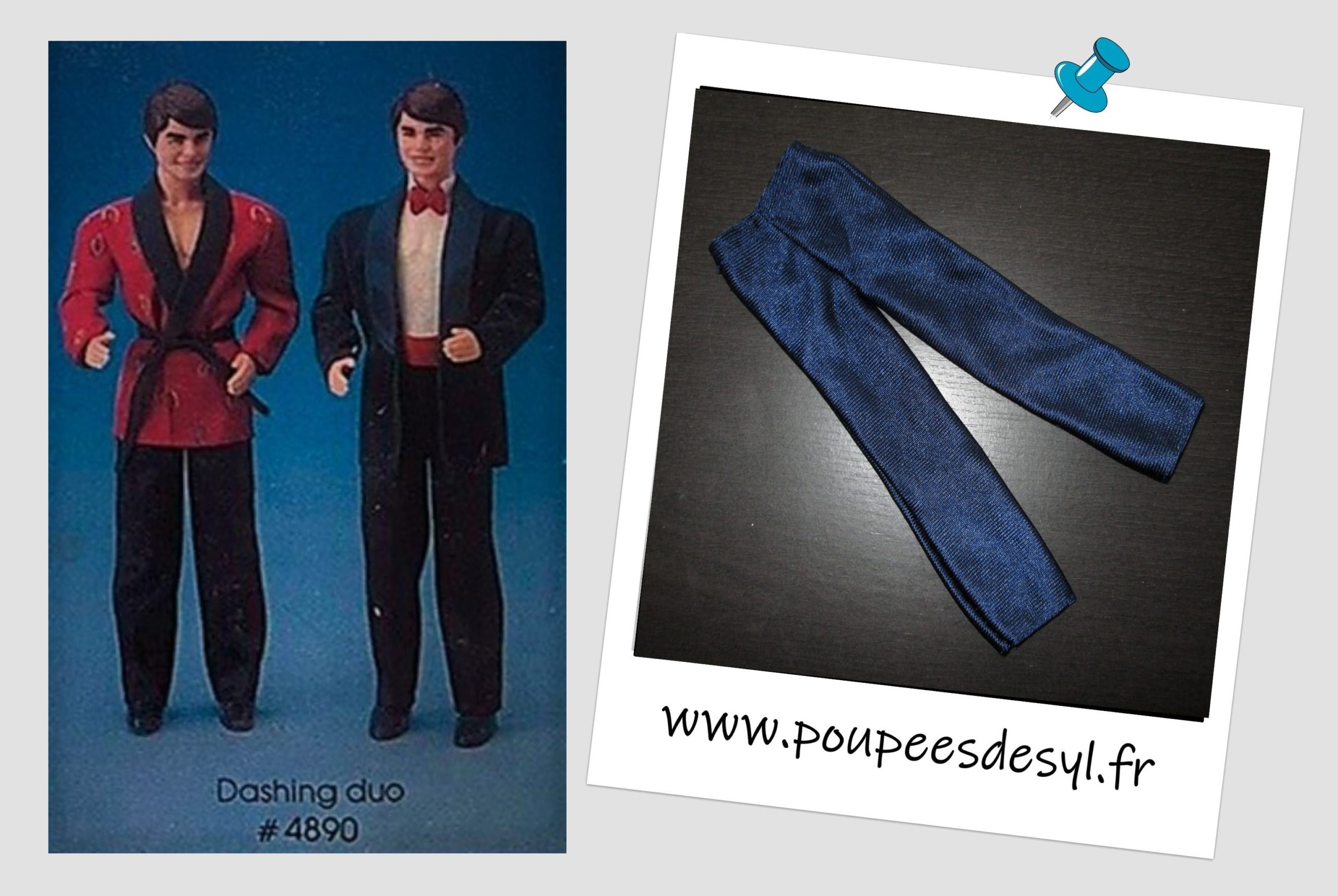 KEN – Pantalon satin bleu – TWICE AND NICE – #4890 – 1983