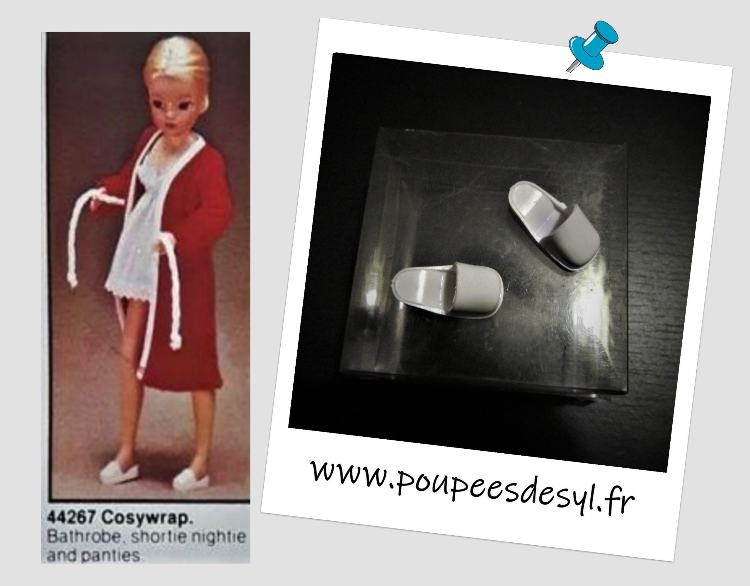 SINDY PEDIGREE – Chaussures mules blanches – COSYWRAP – #44267 – 1978