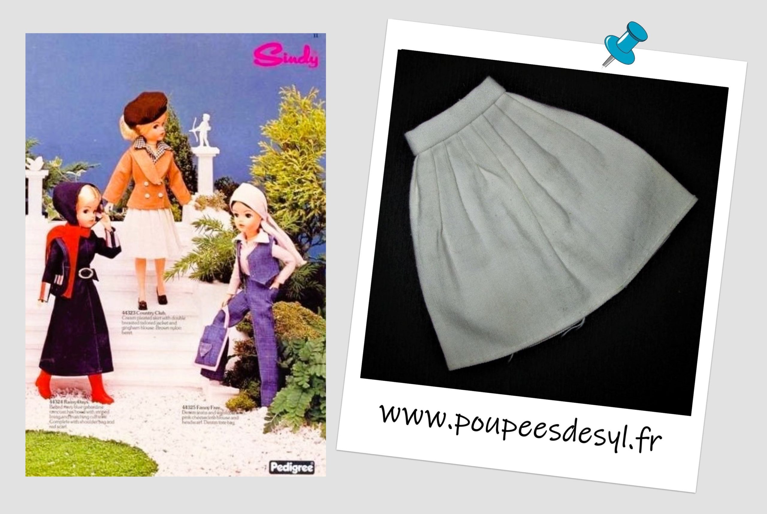 SINDY PEDIGREE – Jupe blanche plissée – COUNTRY CLUB – #44323 – 1979