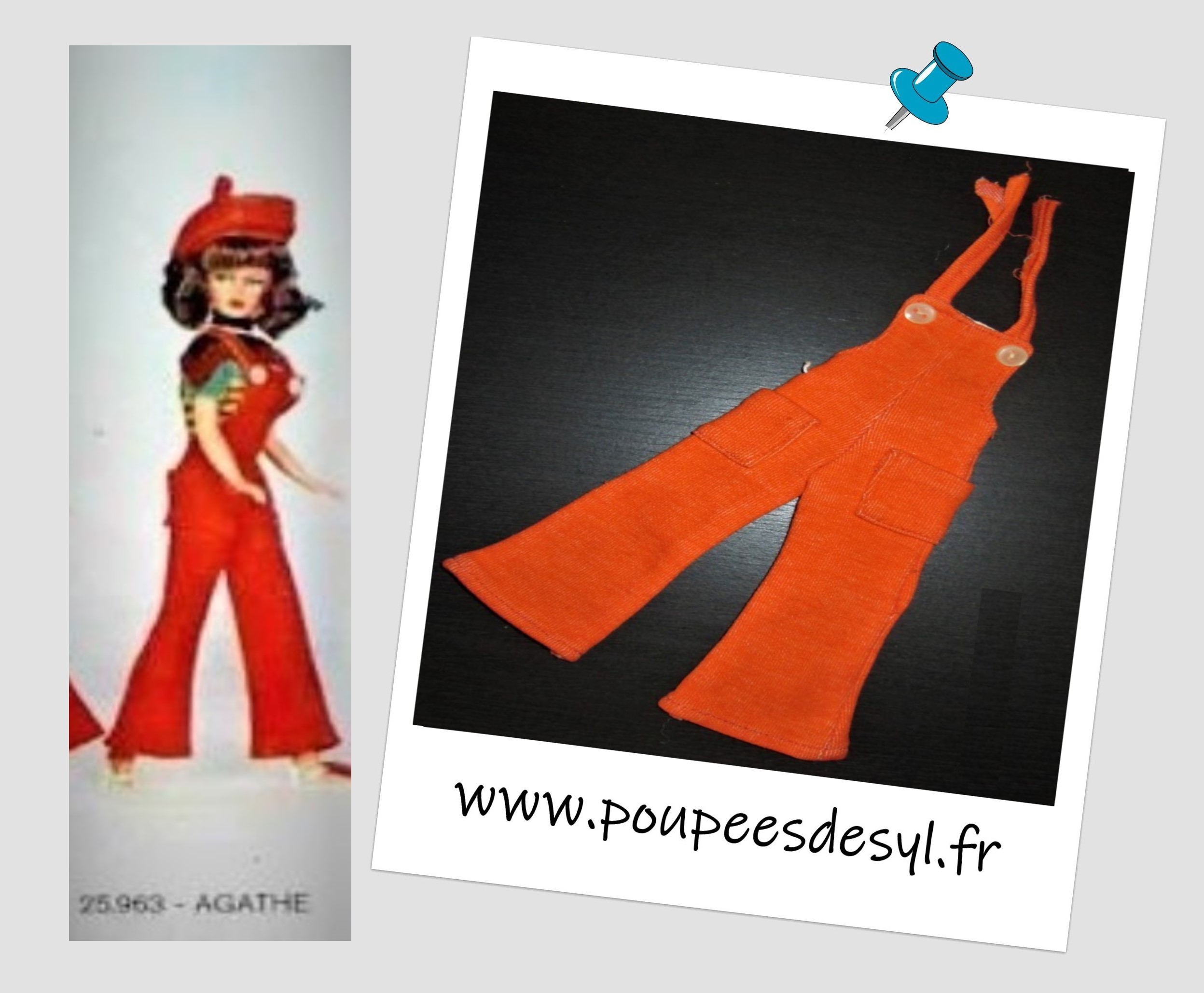 TRESSY de BELLA – Salopette orange – AGATHE – 1972